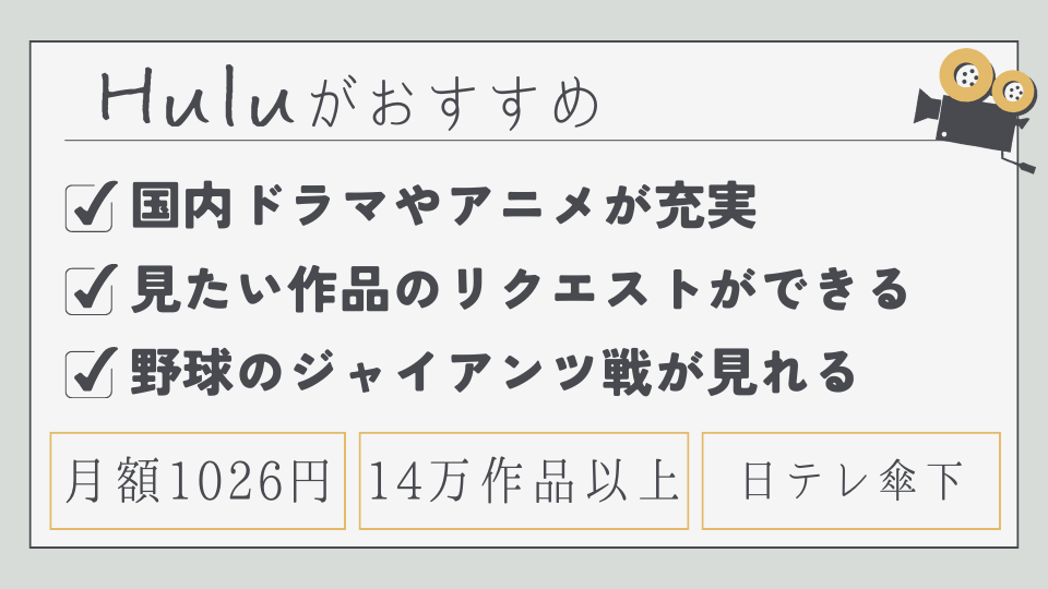 Hulu　フール―　月額料金　メリット　おすすめポイント