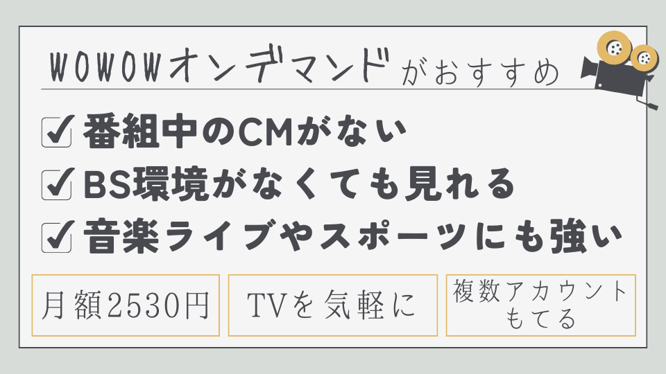 WOWOWオンデマンド　ワウワウオンデマンド　月額料金　メリット　おすすめポイント